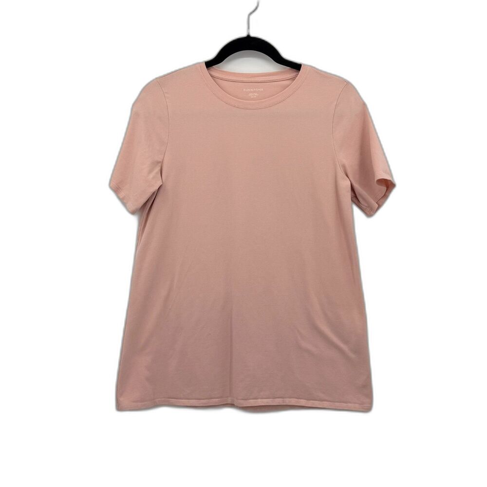 Eileen Fisher Basic Pink Short Sleeve Tee XS Boxy Oversize Organic Cotton Crew